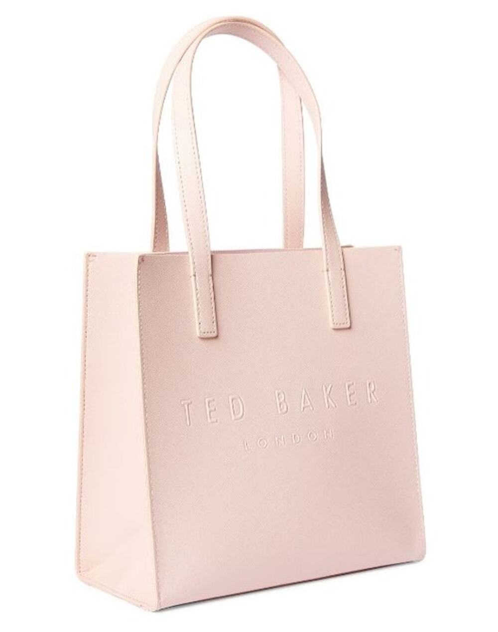 Ted Baker Womens Blush Pink STRUCTURED TOTE BAG Embossed Logo Top Handle